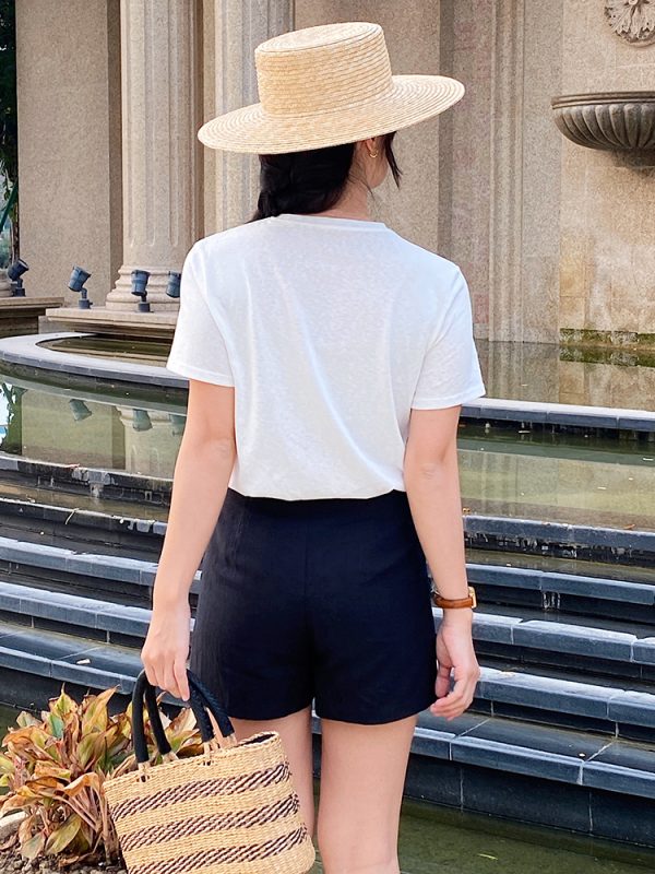 High-Waisted Cotton-Linen Shorts for Women, Summer Loose A-Line Wide-Leg Hot Pants, Casual 90s Style Summer Fashion
