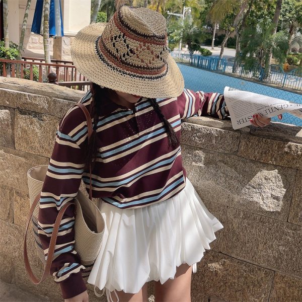 High-Waisted Lace Trim Tie White Bud Skirt with Safety Pants - DIY Spring/Summer Half Skirt, Short Skirt, 90s Inspired Fashion