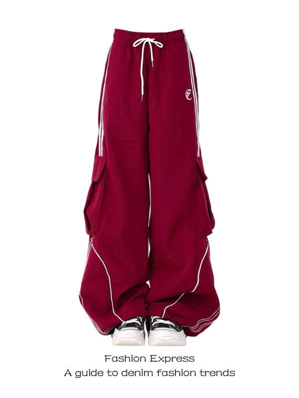 High-Waisted Loose Wide-Leg Wine Red Casual Work Pants for Women - Autumn Winter 2025 High Street Fashion
