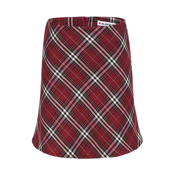 High-Waisted Plaid A-Line Skirt for Women - Retro DIY European American Style for New Year Celebrations