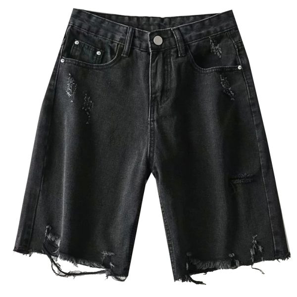 High-Waisted Retro Slim-Fit Frayed Denim Shorts for Women - European & American Style Cycling Summer Shorts