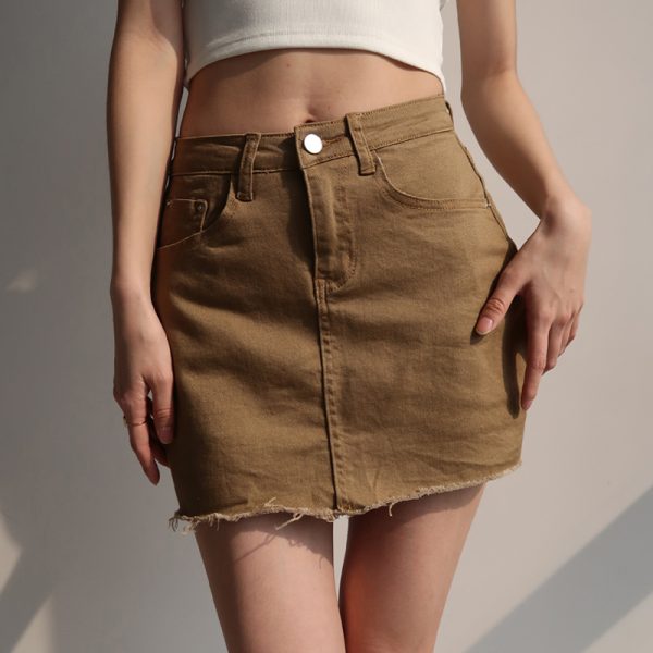 High-Waisted Ripped Denim Mini Skirt & White Bodycon Pencil Skirt - Sexy Slim Fit, Anti-Exposure, 90s Inspired Fashion