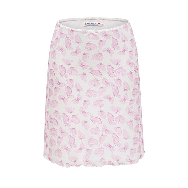 High-Waisted Slim Fit Butterfly Print Half-Length Skirt for Women - Retro European American Style Summer Bodycon Fashion