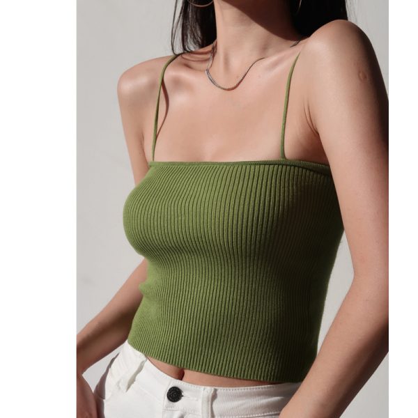 High-Waisted Slim-Fit Strapless Knitted Camisole Tank Top for Women - Solid Color Summer Style, Sexy and Chic Fashion Essential