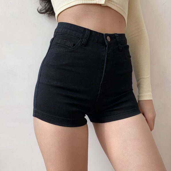 High-Waisted Slim Fit Stretch Denim Shorts for Women, Vintage American Style Sexy Summer Hot Pants
