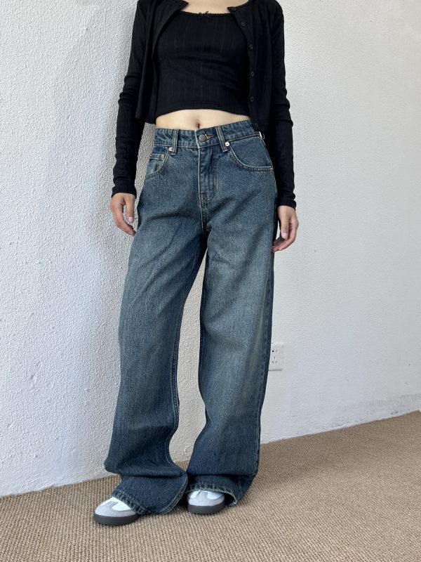 High-Waisted Slim Straight Loose Floor-Length Pants for Petite Women - Trendy Spring High Street Jeans