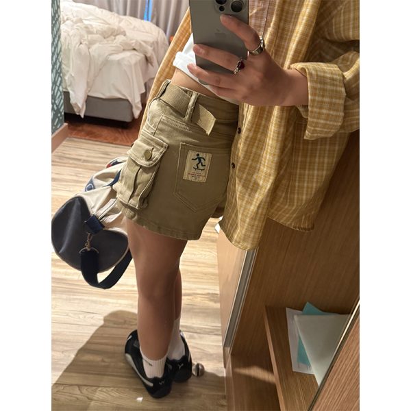 High-Waisted Spicy Girl Denim Shorts for Women - 2025 Summer American Style Washed Hot Pants for a Chic Look
