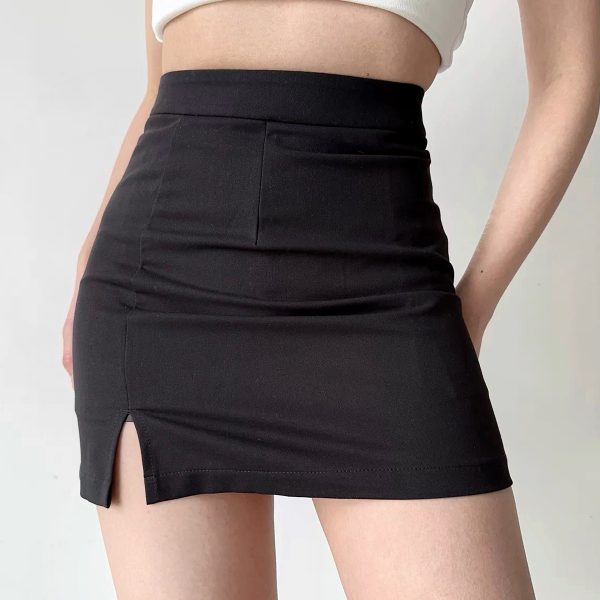 High-Waisted Split Bodycon Skirt for Women - Sexy A-Line Short Skirt in European & American Style, Anti-Exposure Design