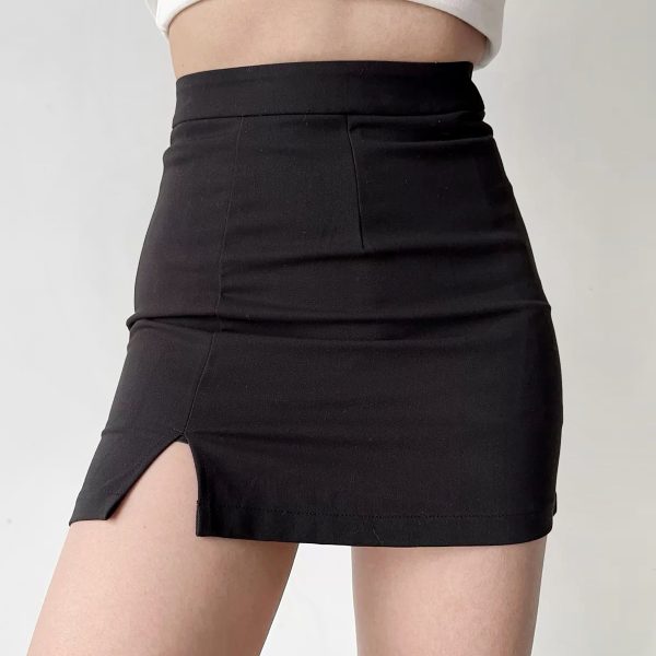 High-Waisted Split Bodycon Skirt for Women - Sexy A-Line Short Skirt in European & American Style, Anti-Exposure Design