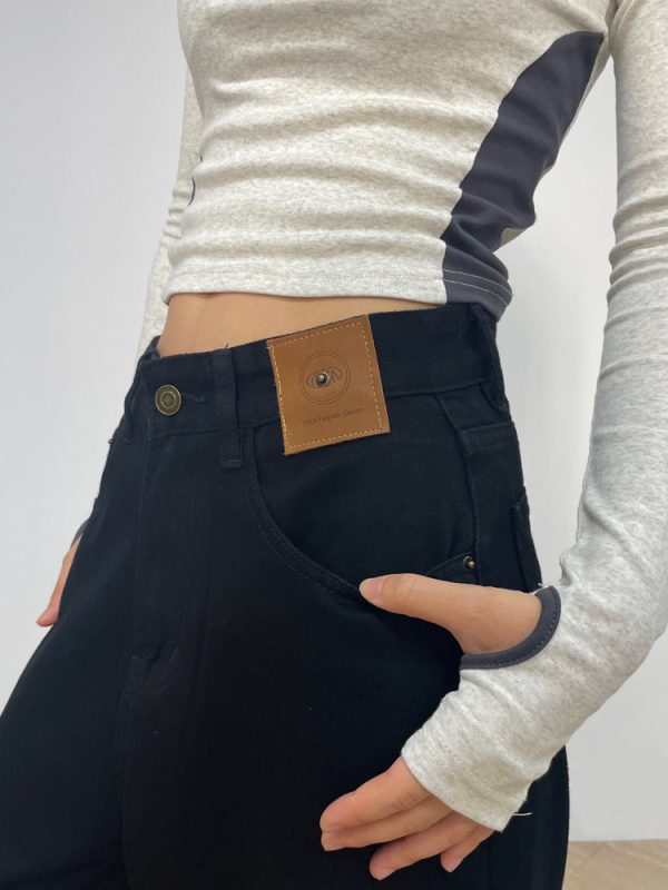 High-Waisted Straight-Leg Draped Denim Pants for Men and Women - Trendy Retro Wide-Leg Loose-Fitting American High Street Style