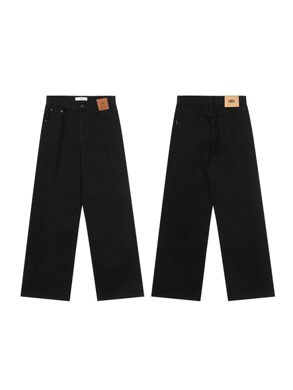 High-Waisted Straight-Leg Draped Denim Pants for Men and Women - Trendy Retro Wide-Leg Loose-Fitting American High Street Style