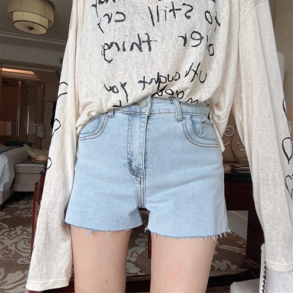 High-Waisted Stretch Denim Shorts for Women - 2024 Spring/Summer American Vintage Hot Pants, Super Versatile Y2K Style