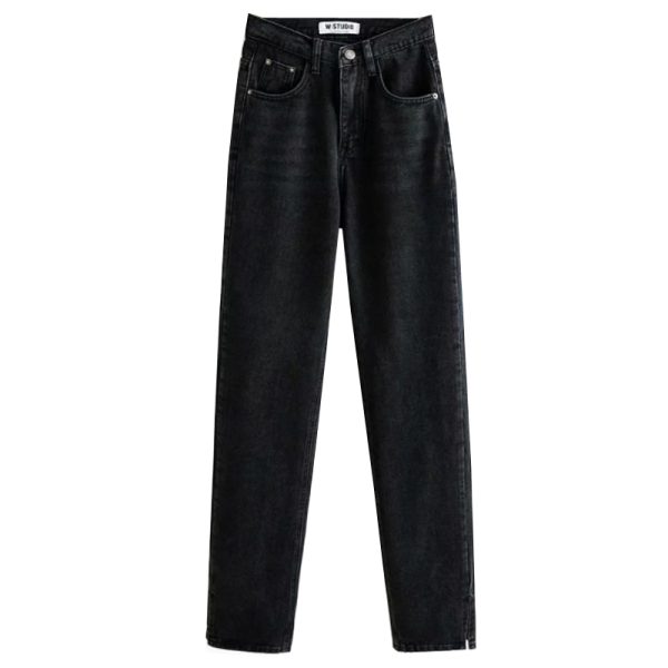 High-Waisted Vintage Wide-Leg Jeans for Women, Distressed with Side Slits, Loose-Fitting, Flattering 90s Style