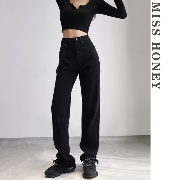 High-Waisted Vintage Wide-Leg Jeans for Women, Distressed with Side Slits, Loose-Fitting, Flattering 90s Style