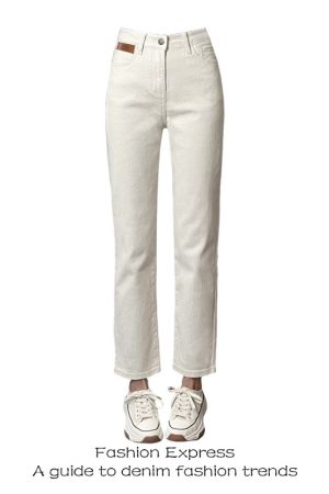 High-Waisted White Star Embroidered Denim Pants for Women, Loose Straight Wide-Leg Trousers, Autumn Winter Fashion