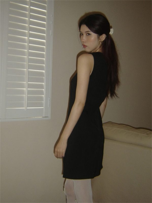 Hollow Bow Slim Fit A-Line Short Dress - Spring/Summer 2025 Thousand Gold Design, Perfect for 90s and Y2K Inspired Fashion