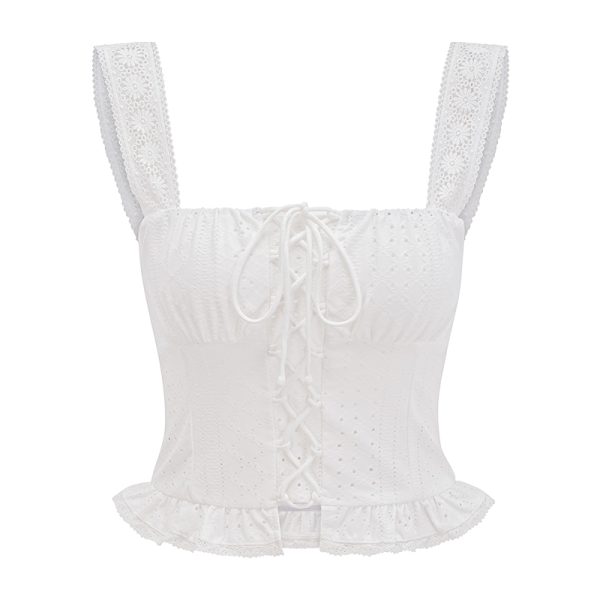Hollow Floral Pattern Camisole for Women - DIY European American Style Summer Top with Wide Shoulder Straps