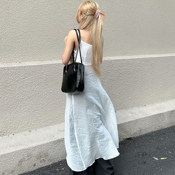 Irregular Flowing Strap White Camisole - Backless Beach Top for Women - Sexy Vacation Style Summer Wear