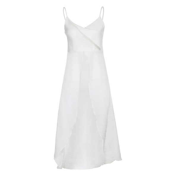 Irregular Flowing Strap White Camisole - Backless Beach Top for Women - Sexy Vacation Style Summer Wear