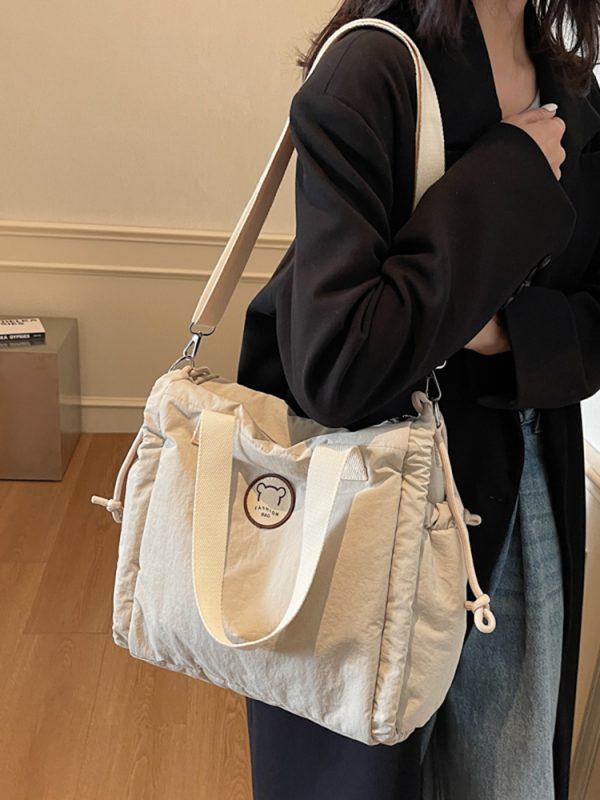 Japanese Harajuku Large-Capacity Canvas Tote Bag for Women - Simple 2025 Student Shoulder Bag for Commuting and Everyday Use
