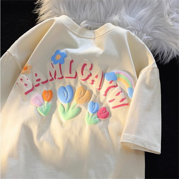 Japanese Retro Streetwear Pure Cotton Short Sleeve T-Shirt for Men and Women Plus Size Loose Fit Couple Top