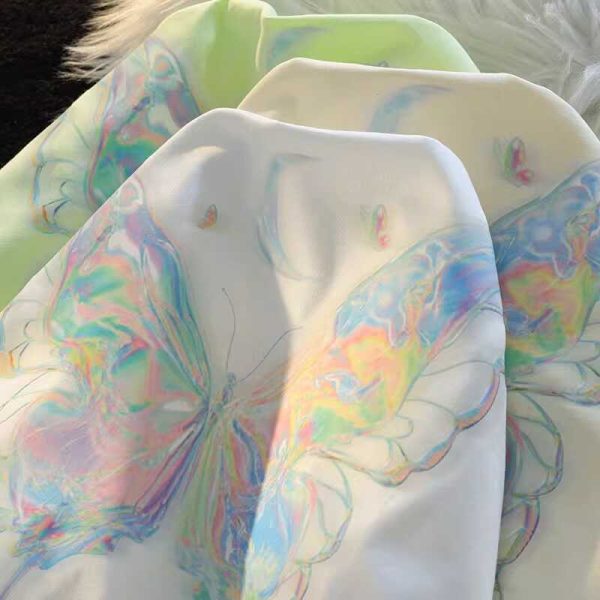 Japanese-Style Butterfly Print Cotton Short Sleeve T-Shirt for Men and Women, Plus Size Loose Summer Couple Top
