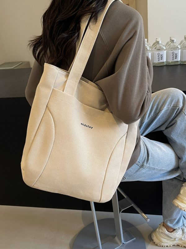 Japanese-Style Canvas Tote Bag for Women, Trendy Large Capacity Shoulder Bag for School, Commuting, and Everyday Use 2025