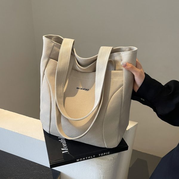 Japanese-Style Canvas Tote Bag for Women, Trendy Large Capacity Shoulder Bag for School, Commuting, and Everyday Use 2025