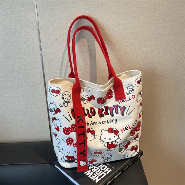 Japanese-Style Cartoon Canvas Tote Bag for Women - Large Capacity Student Shoulder Bag for Summer Commuting and Classes