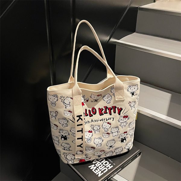 Japanese-Style Cartoon Canvas Tote Bag for Women - Large Capacity Student Shoulder Bag for Summer Commuting and Classes
