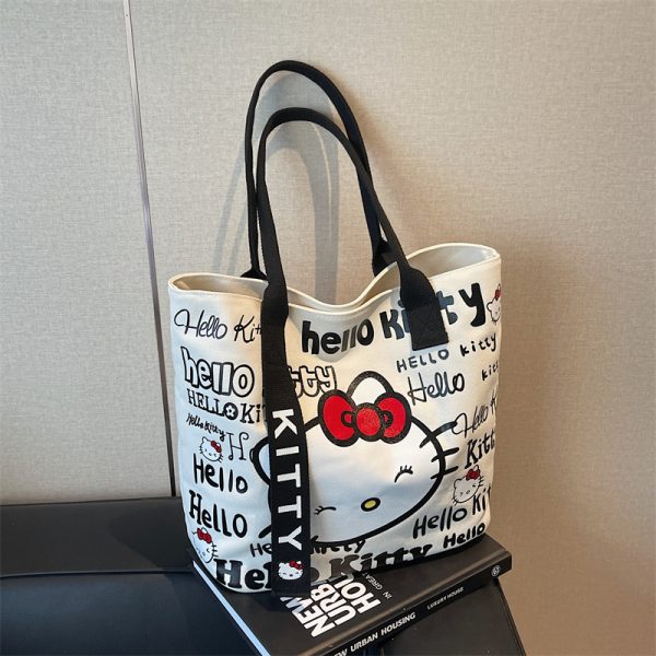 Japanese-Style Cartoon Canvas Tote Bag for Women - Large Capacity Student Shoulder Bag for Summer Commuting and Classes