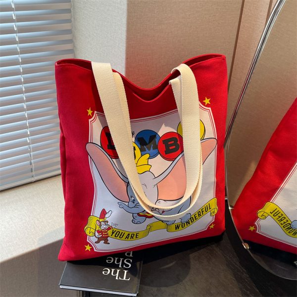 Japanese-Style Cartoon Canvas Tote Bag for Women, Large Capacity Commuter Shoulder Bag for Students, Hand-Held Book Bag