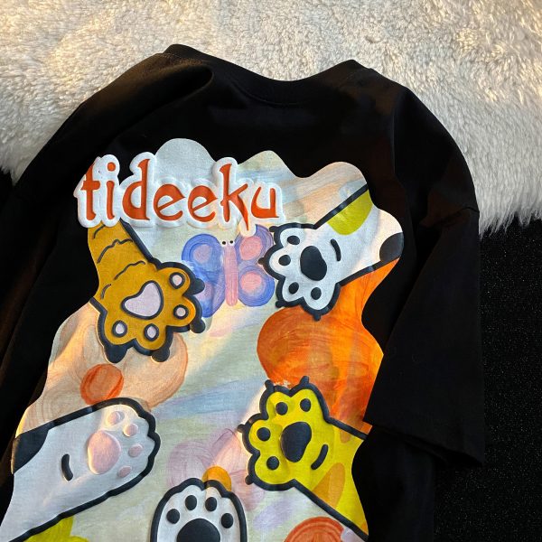Japanese-Style Cartoon Graffiti Short Sleeve T-Shirt for Men & Women, Plus Size, Trendy Couple Outfit, Casual Streetwear