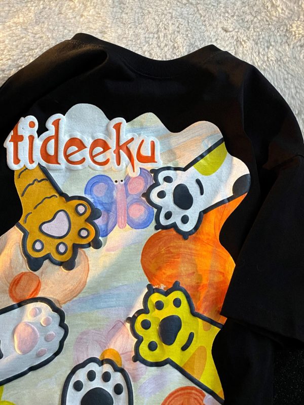 Japanese-Style Cartoon Graffiti Short Sleeve T-Shirt for Men & Women, Plus Size, Trendy Couple Outfit, Casual Streetwear