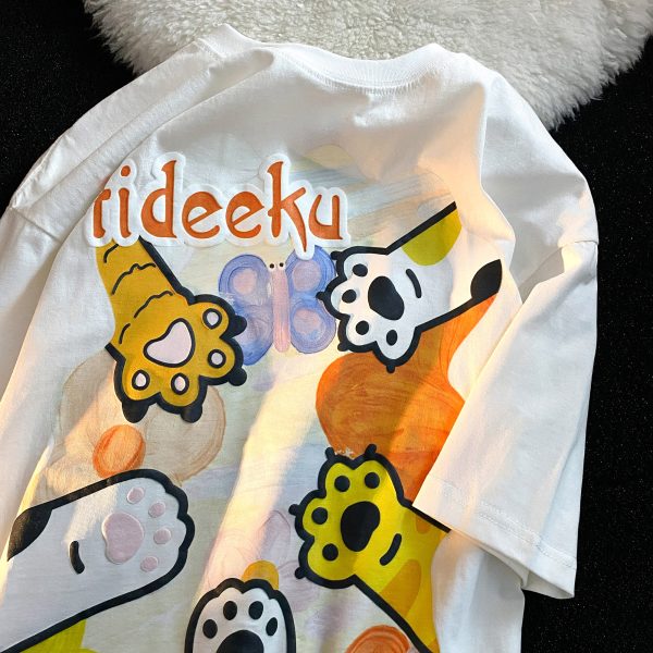 Japanese-Style Cartoon Graffiti Short Sleeve T-Shirt for Men & Women, Plus Size, Trendy Couple Outfit, Casual Streetwear