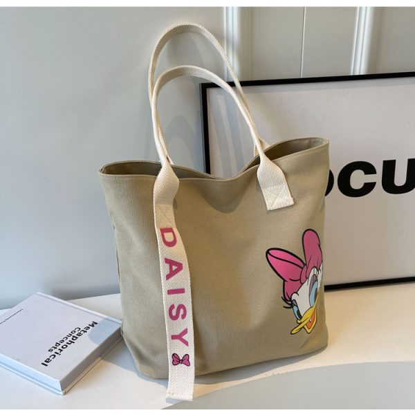 Japanese-Style Cartoon Single-Shoulder Canvas Tote Bag for Women â€“ Versatile, Large Capacity, Perfect for Students and Commuting