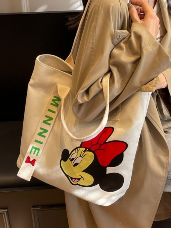 Japanese-Style Cartoon Single-Shoulder Canvas Tote Bag for Women â€“ Versatile, Large Capacity, Perfect for Students and Commuting