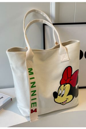 Japanese-Style Cartoon Single-Shoulder Canvas Tote Bag for Women â€“ Versatile, Large Capacity, Perfect for Students and Commuting