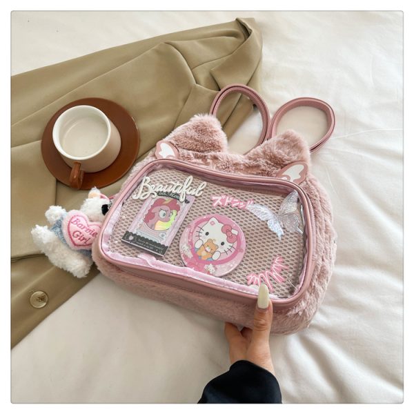Japanese-Style Cute Cartoon Plush Crossbody Backpack for Spring/Summer 2025 - Trendy Hot Girl Double Shoulder Bag