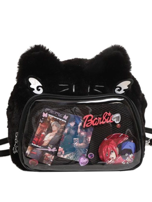 Japanese-Style Cute Cartoon Plush Crossbody Backpack for Spring/Summer 2025 - Trendy Hot Girl Double Shoulder Bag
