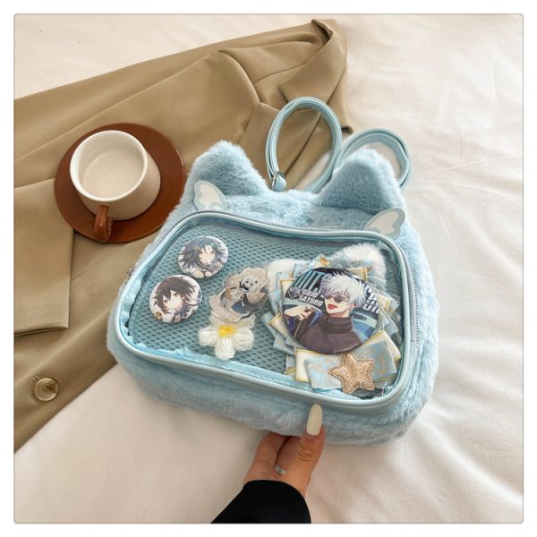 Japanese-Style Cute Cartoon Plush Crossbody Backpack for Spring/Summer 2025 - Trendy Hot Girl Double Shoulder Bag