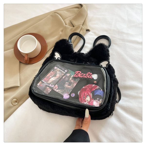 Japanese-Style Cute Cartoon Plush Crossbody Backpack for Spring/Summer 2025 - Trendy Hot Girl Double Shoulder Bag