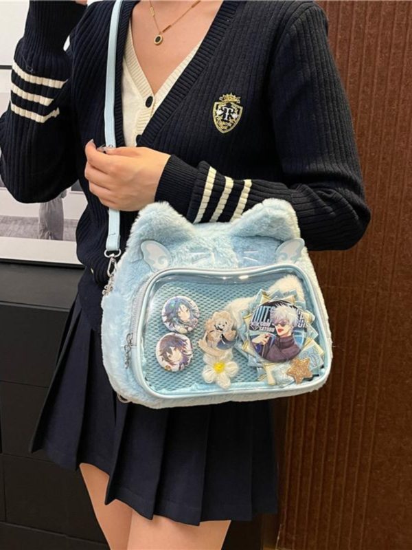 Japanese-Style Cute Cartoon Plush Crossbody Backpack for Spring/Summer 2025 - Trendy Hot Girl Double Shoulder Bag