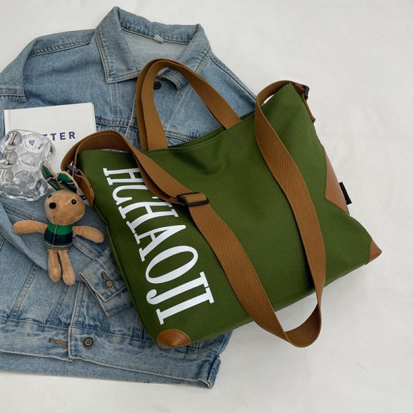 Japanese-Style Large Capacity Canvas Tote Bag for Women - Versatile Casual Commuting Handbag & Crossbody Bag