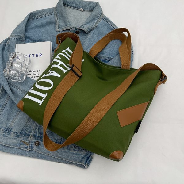 Japanese-Style Large Capacity Canvas Tote Bag for Women - Versatile Casual Commuting Handbag & Crossbody Bag