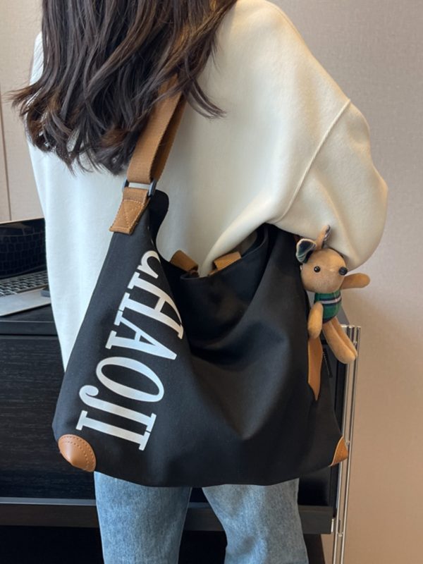 Japanese-Style Large Capacity Canvas Tote Bag for Women - Versatile Casual Commuting Handbag & Crossbody Bag