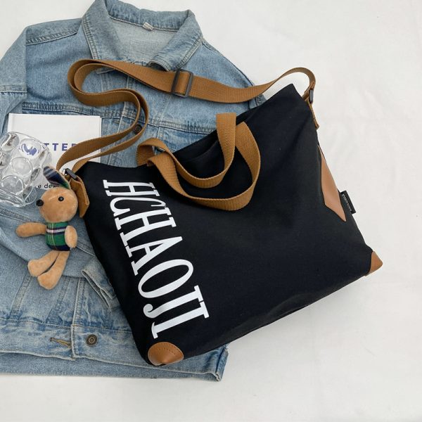 Japanese-Style Large Capacity Canvas Tote Bag for Women - Versatile Casual Commuting Handbag & Crossbody Bag