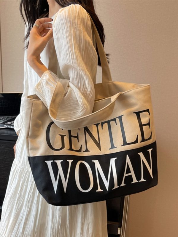 Japanese Style Large Capacity Canvas Tote Bag for Women - Versatile Casual Mommy Shoulder Bag for Class and Commuting