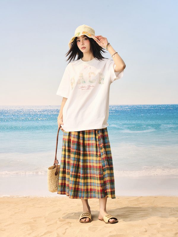 Korean Fairy Style Short Sleeve Sunscreen T-shirt - Cool Feeling Solona Tee for Summer, Playful Design, Perfect for Y2K Fashion
