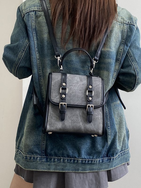 Korean Retro Women's Tote Bag - Versatile Dual-Use Small Backpack for College Style - 2025 Niche Design